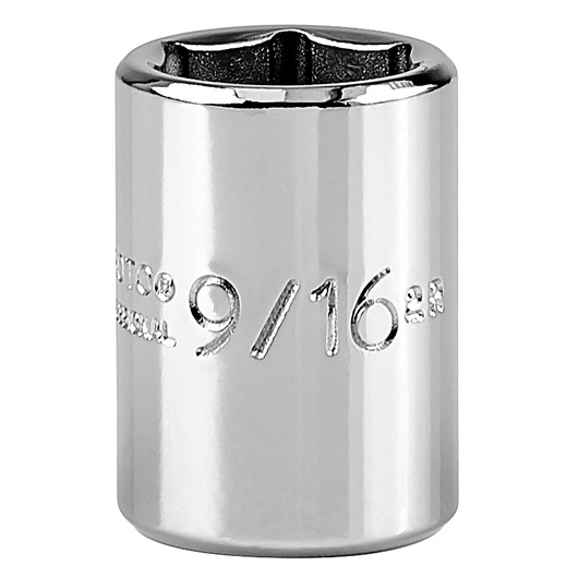 PROTO chrome socket, 9/16 inch size, SKU J5218H, close-up front angle on white background.