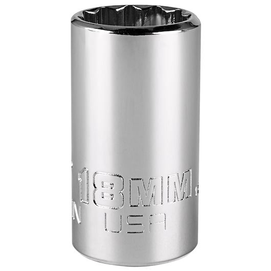 PROTO 18mm chrome socket J5218MN, product photo, front angle on white background.