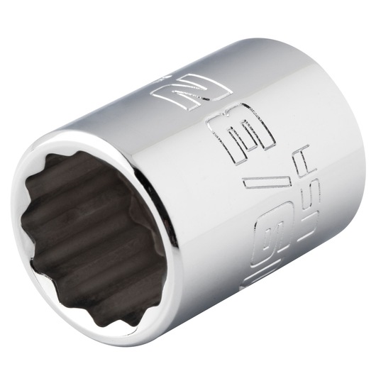 PROTO J5219 chrome 12-point socket, close-up angled view on white background.