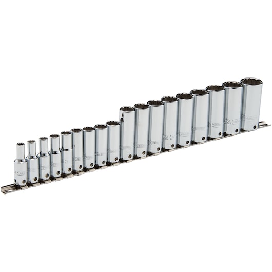 PROTO® 3/8 in. Drive Metric Tether-Ready 12-Point Deep Socket Set (18 pc.)