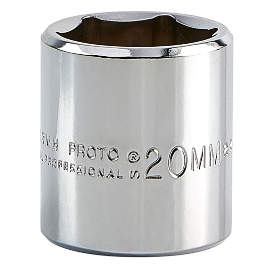 PROTO J5220MH chrome 20mm socket, close-up front angle on white background.