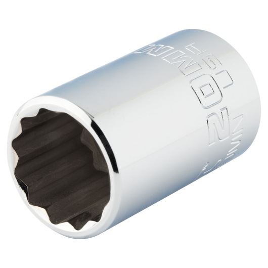 PROTO J5220MN chrome socket, 12-point, 20mm, angled on white background.