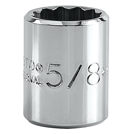 PROTO J5220 chrome socket, 5/8 inch size, close-up product photo on white background.