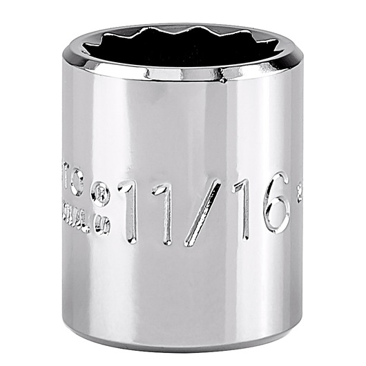 PROTO chrome socket, 11/16 inch, SKU J5222, front angle on white background.