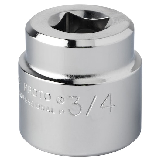 PROTO J5224HS chrome socket tool, 3/4 inch size, photography, front angle on white background.