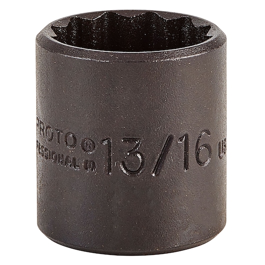PROTO J5226B black 13/16 inch deep socket, knurled surface, photographed on white background, tool category.