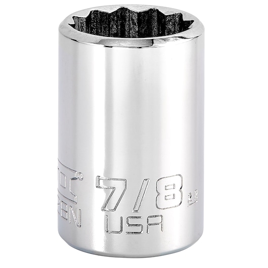 PROTO J5228N chrome 7/8 inch socket, side angle on white background.