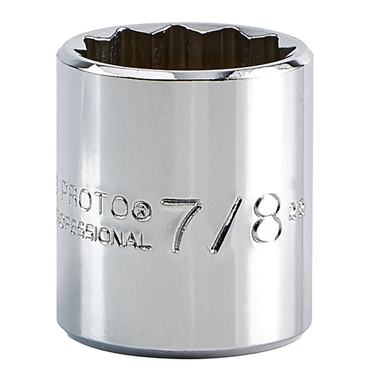 PROTO J5228 chrome 7/8 inch socket photography, front angle on white background.