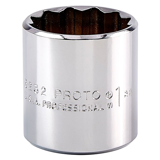 PROTO J5232 chrome socket, 12-point, side view on white background.