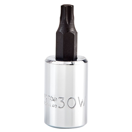 PROTO J5239-30W chrome hex bit socket front angle on white background.