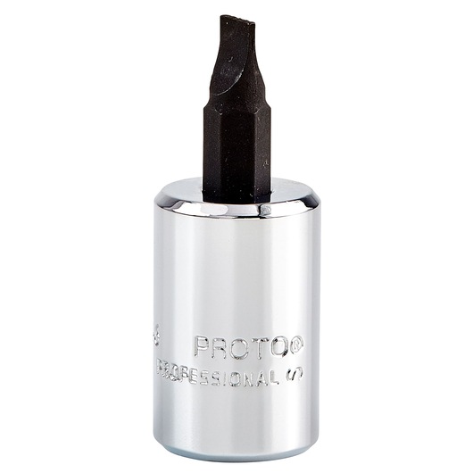 PROTO J5246 chrome and black hex socket bit, front angle on white background.