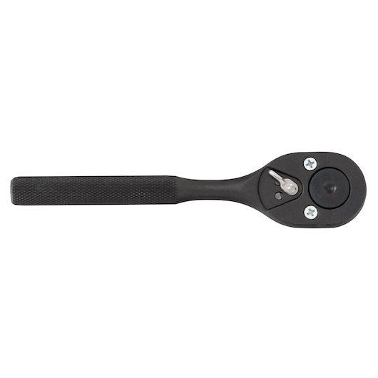 PROTO J5249BL black ratchet handle, textured grip, top view on white background, hand tool.