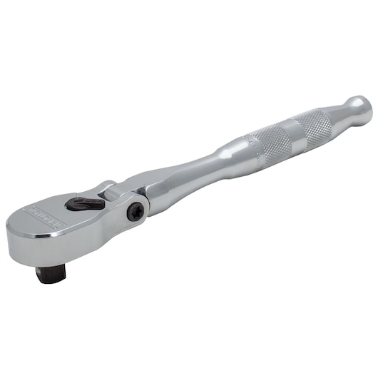 PROTO J5249HTCF chrome ratchet wrench with textured handle, photographed on white background, side angle.