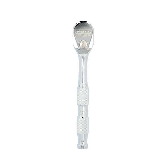 Photo of PROTO J5249MAX chrome ratchet handle, textured grip, standard view on white background.