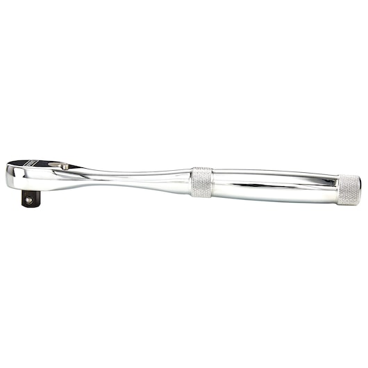 PROTO J5249XL chrome ratchet wrench side view with knurled grip on white background.