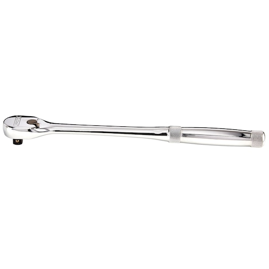 PROTO J5250XL chrome ratchet wrench with knurled grip, side view on white background.