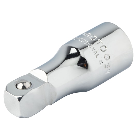 PROTO J5259W chrome socket adapter, close-up on white background, automotive hand tool accessory.