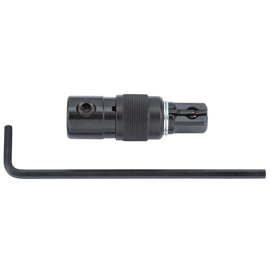PROTO J5260-02BLS socket adapter and L-shaped hex key, black, product photography, top view.