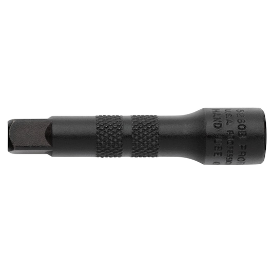 PROTO J5260B black hex bit socket, knurled grip, side view on white background, hand tool accessory.