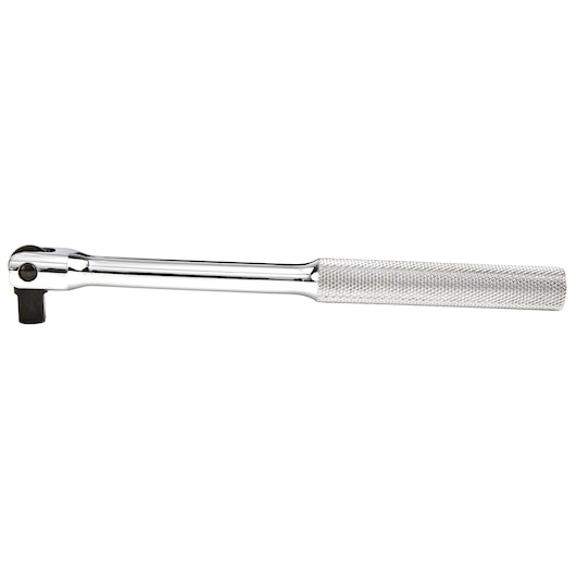 PROTO J5265 chrome breaker bar with knurled handle, tool side angle, white background.