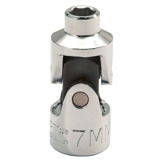 PROTO J5270HAM chrome universal joint socket, 7mm, front angle, tool photography on white background.
