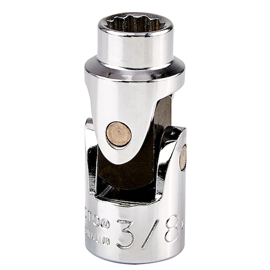 PROTO J5273A chrome universal joint socket, 3/8 inch drive, front angle, on white background.