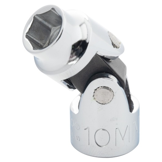 PROTO J5273HAM chrome 10mm universal joint socket, close-up on white background, tool photography.
