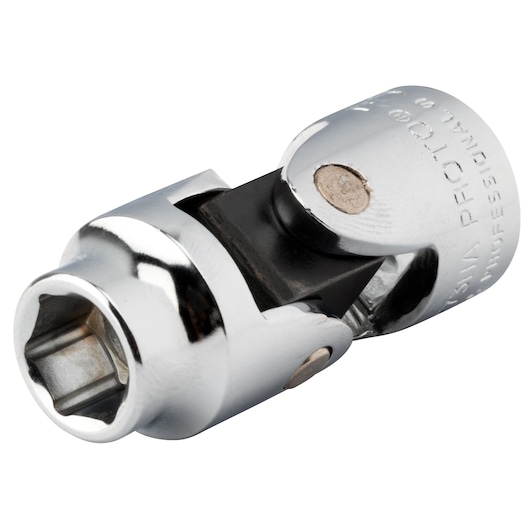 Photo of PROTO J5273HA universal joint socket, chrome finish, close-up on white background.