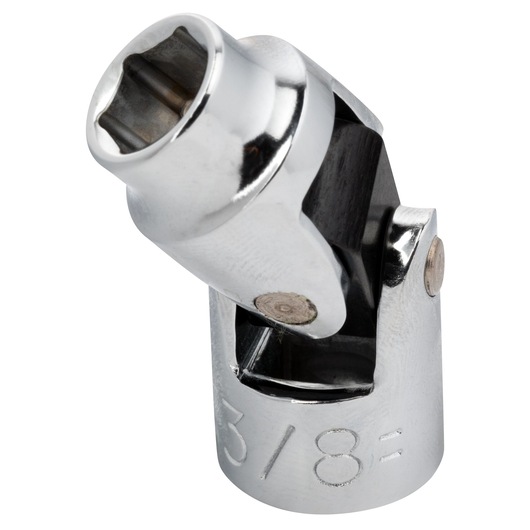 Photo of PROTO J5273HA chrome universal joint socket adapter, close-up on white background.