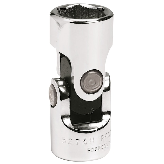 PROTO J5275HA chrome-plated universal joint socket tool front angle on white background.