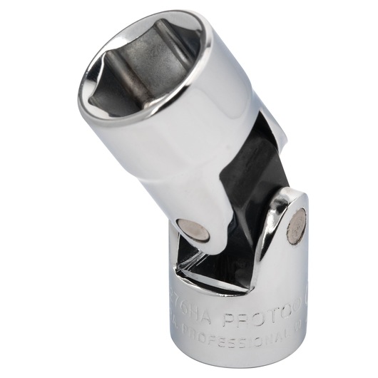 PROTO J5276HA chrome universal joint socket, angled side view, white background.