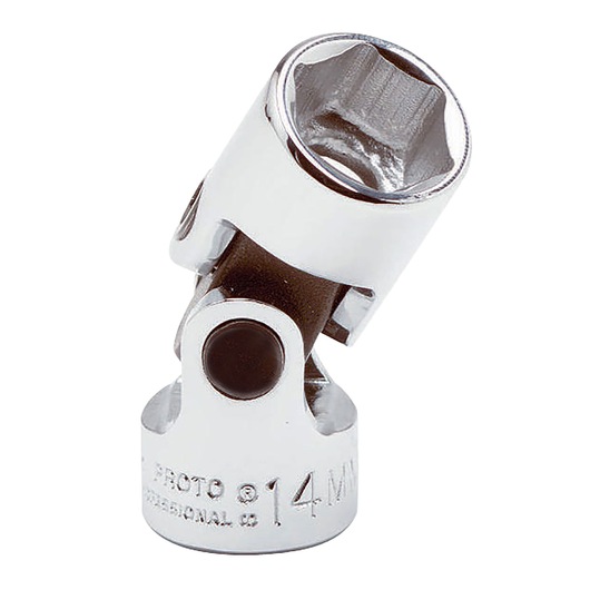 PROTO J5277HAM chrome universal socket 14mm, tool angled on white background.