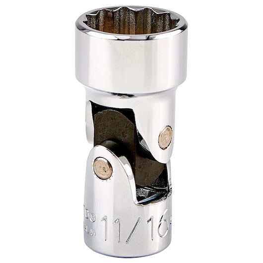 PROTO J5278A chrome 11/16-inch universal joint socket, product photography, angled on white background.