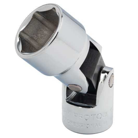 PROTO J5279HAM chrome universal joint socket side angle on white background.