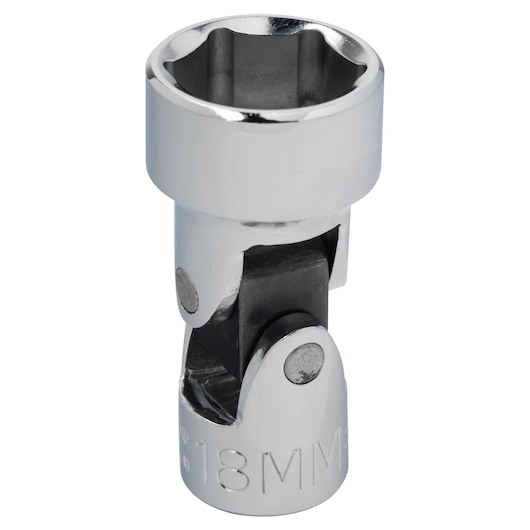 PROTO J5281HAM chrome finish universal socket, 18mm, tool photography on white background.