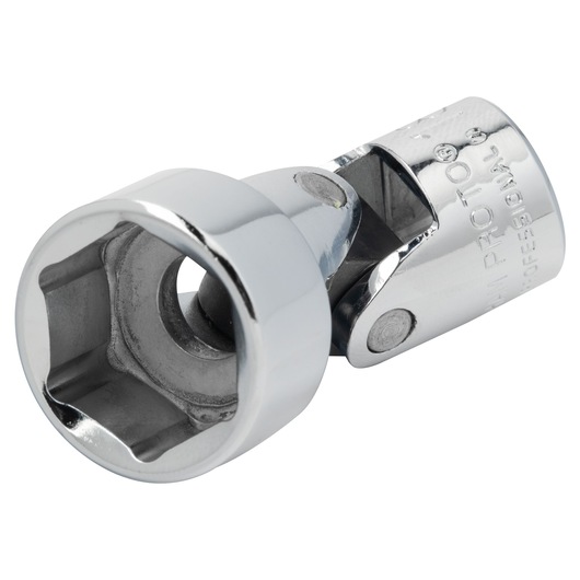 PROTO J5281HAM chrome universal socket adapter, side angle on white background.