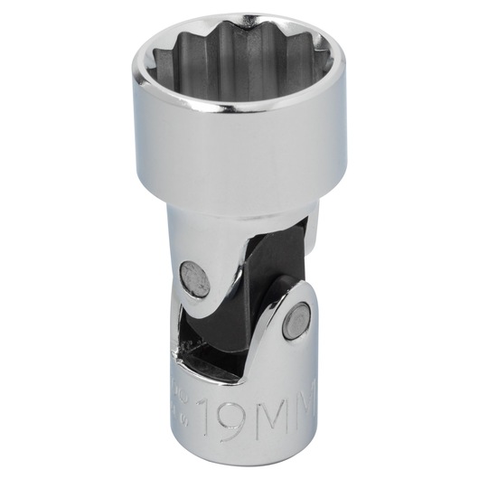 PROTO J5282AM chrome finish universal joint socket, 19mm, front angle, white background.