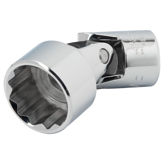 PROTO J5282AM chrome universal socket with 12-point opening, close-up showing angled view on white background.