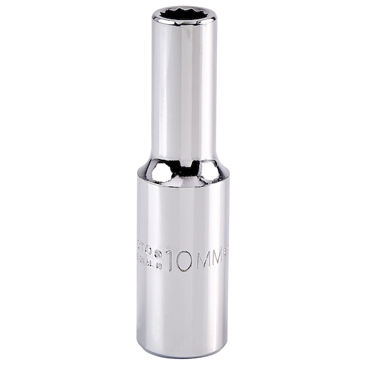 PROTO J5310M chrome deep socket, 10mm size, photo on white background, tool category.