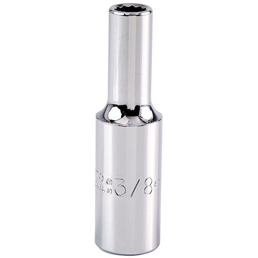 PROTO J5312 chrome deep socket, 3/8 inch, photographed on white background, tool category.