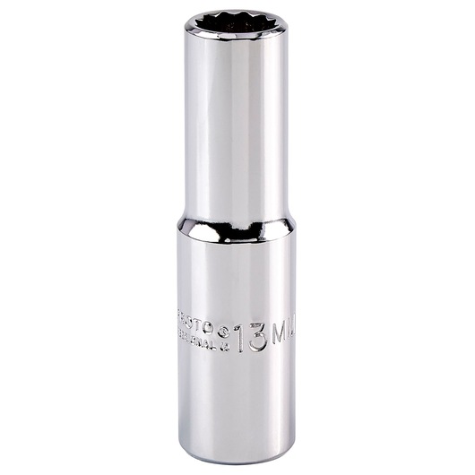 PROTO chrome deep socket, 13mm size, SKU J5313M, front angle, on white background.