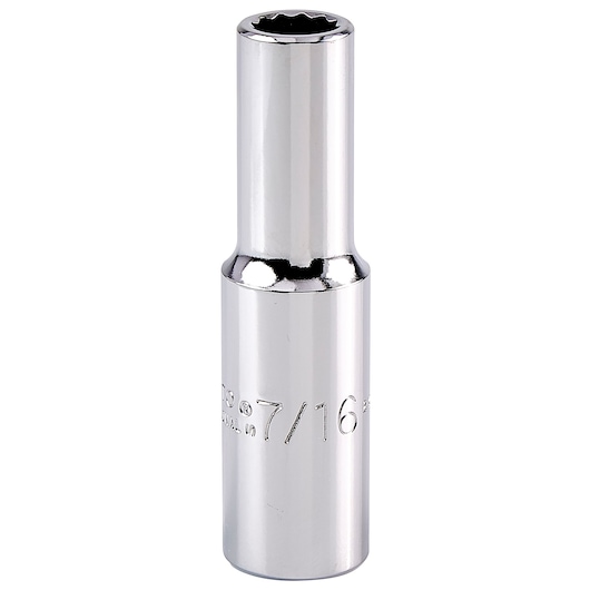 PROTO J5314 chrome deep socket, 7/16 inch, tool category, straight angle, white background