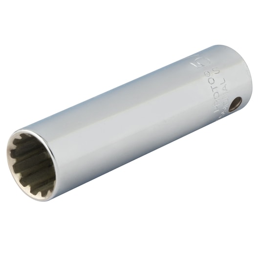 PROTO J5320DPL chrome finish deep socket, twelve-point design, product photography on white background, angled view.