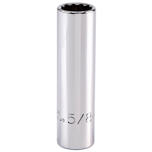 PROTO J5320 chrome 5/8 inch deep socket, front view on white background.