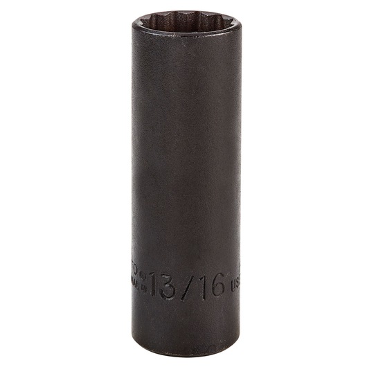 PROTO J5326B deep impact socket, black, cylindrical tool, upright, white background.