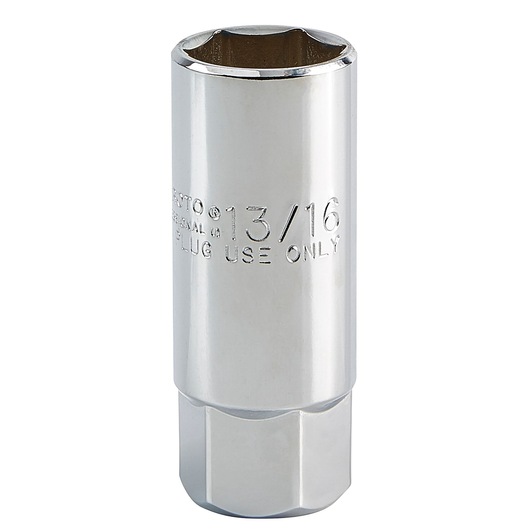 PROTO J5326HPA chrome spark plug socket 13/16-inch, photography of tool on white background, front angle.