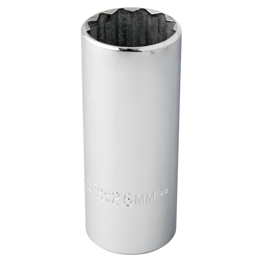 PROTO J5326M chrome 26mm deep socket, close-up photo, white background.