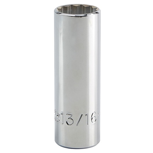 PROTO J5326 chrome deep socket, photography with white background, shows 13/16 inch size marking.