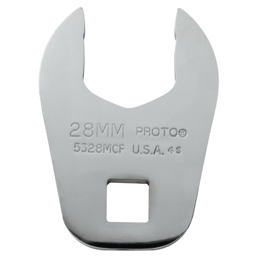 PROTO J5328MCF open end crowfoot wrench, 28mm size, silver, close-up on white background.