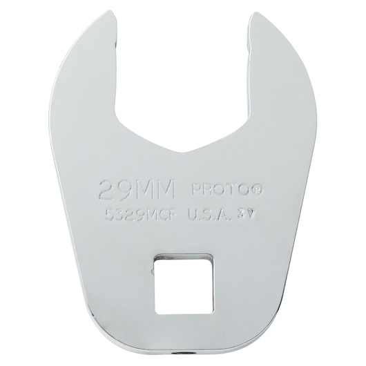 PROTO J5329MCF 29mm open-end crowfoot wrench, silver finish, top view, white background.